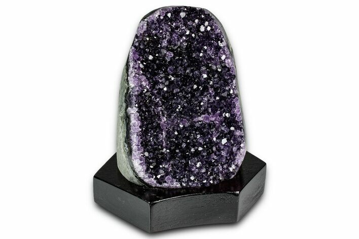 Deep Purple Amethyst Geode With Wood Base - Uruguay #342799